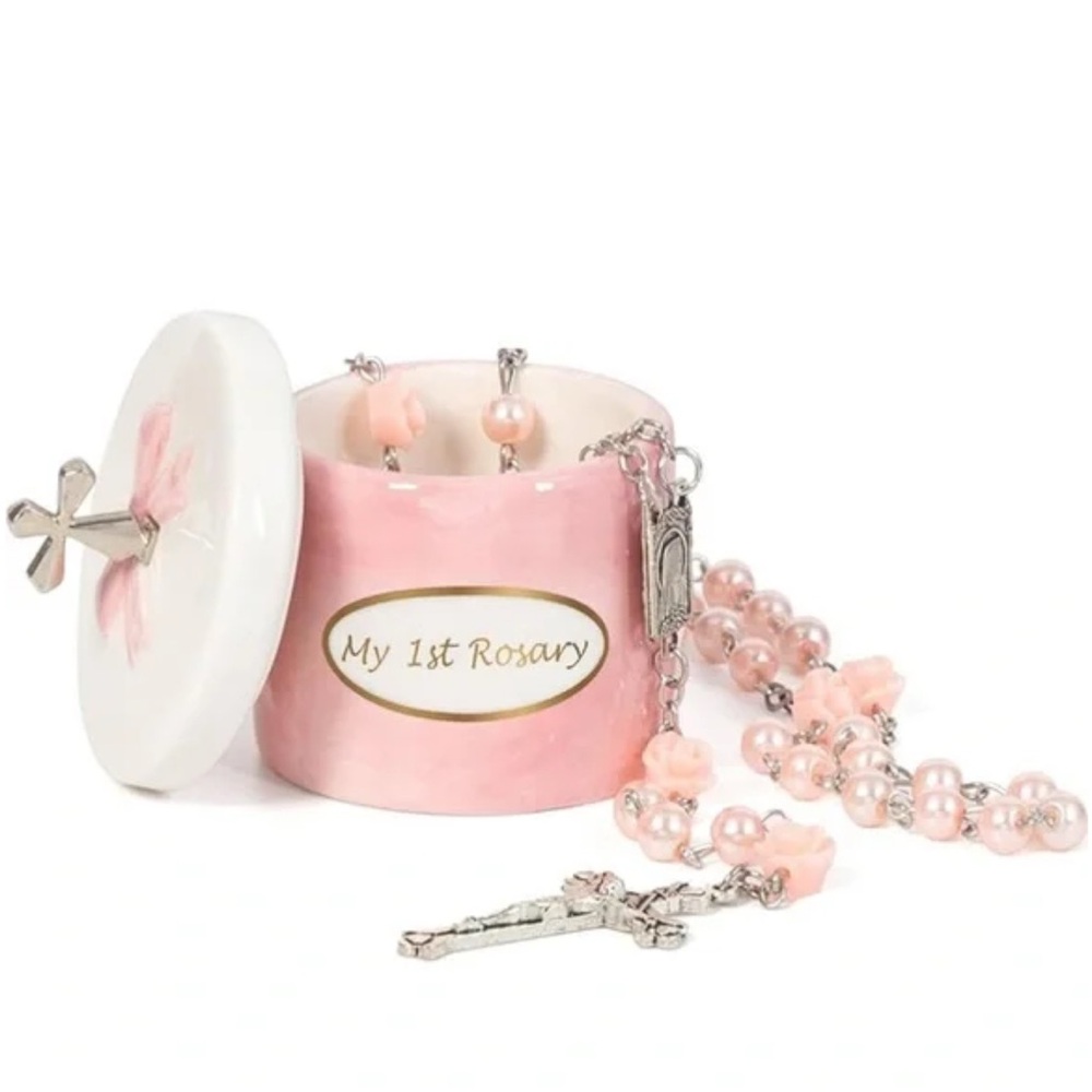 My First Pink Rosary & Keepsake Box – Christening Baptism First Communion Gift